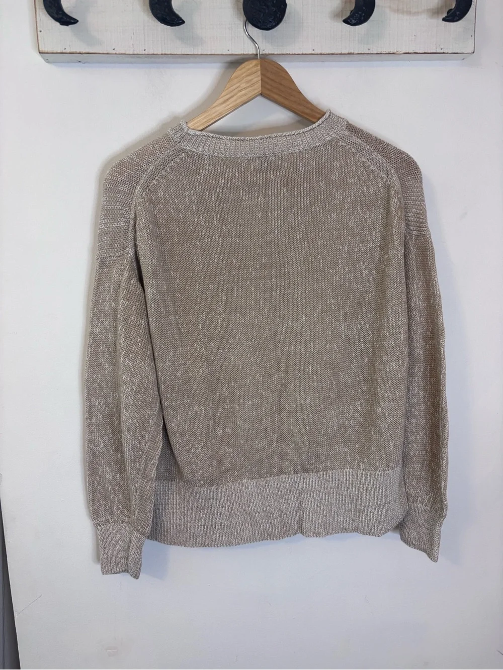 J. Crew Cotton Linen Crewneck Sweater in Heather Beige Taupe